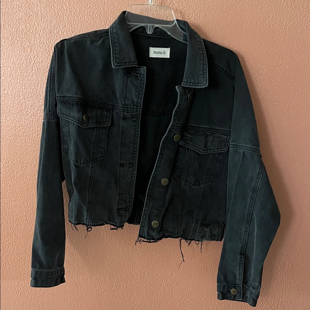 Mono B Dark Wash Cropped Denim Jacket